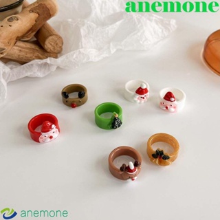 Anemone แหวนนิ้วชี้ ลายการ์ตูนซานตาคลอส ของขวัญปีใหม่ สําหรับผู้หญิง