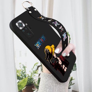 สําหรับ Redmi Note 10 Pro Max 5G Note 8 7 เคสโทรศัพท์มือถือซิลิโคน กันกระแทก ป้องกันกล้อง ลายการ์ตูนลูฟี่ พร้อมสายรัดข้อมือ