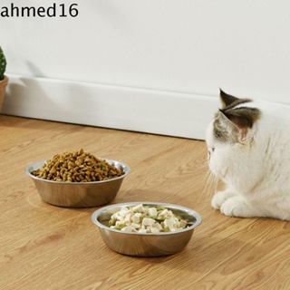 Ahmed ชามใส่อาหาร สเตนเลส ไม่เป็นสนิม ความจุขนาดใหญ่ สีเงิน สําหรับสัตว์เลี้ยง สุนัข แมว