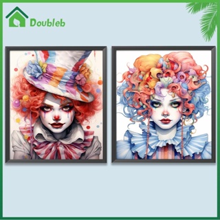 【Doub X ✮】ภาพวาดปักเพชร ทรงกลม ลายผู้หญิงตัวตลก 5D DIY สําหรับตกแต่งบ้าน ✮