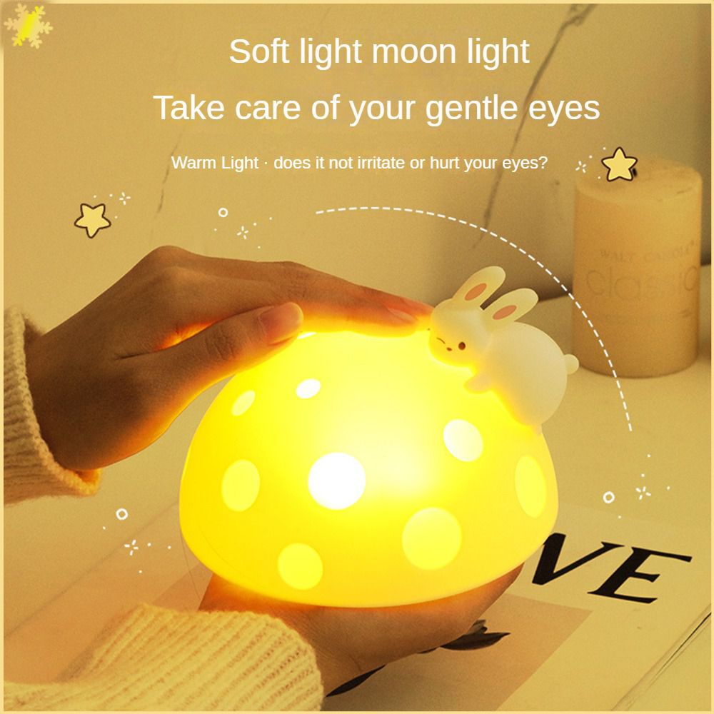 [LBE] Creative Moon Rabbit Night Light Pat Soft Silicone Timing Warm
