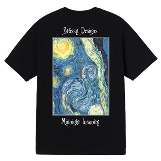 【แขนสั้นยอดนิยม】 เสื้อยืดผ้าฝ้ายพิมพ์ลาย STUSSY พร้อมส่ง เสื้อยืดแขนสั้นพิมพ์ลาย Van Gogh Starry Sky สําหรับผู้ชาย พร้อม