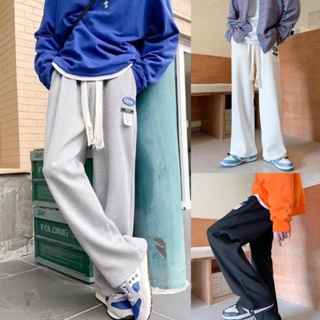 กางเกงขายาวผู้ชาย กางเกงกีฬาขายาวลําลอง ทรงตรง ลายวาฟเฟิล กางเกงผู้ชาย พลัสไซซ์ แฟชั่นฤดูร้อน สไตล์เกาหลี สําหรับผู้ชาย ไซซ์ M - 8XL