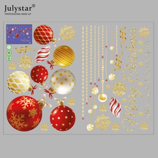 JULYSTAR PVC นำมาใช้ใหม่หน้าต่างคริสต์มาสเกล็ดหิมะสติ๊กเกอร์ D Ecals D Ecals ตกแต่ง