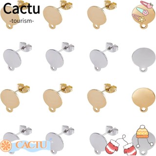 Cactu ต่างหูสตั๊ด สเตนเลส ทอง 18K 14K สีโรสโกลด์ ขนาด 10 มม. แฮนด์เมด สําหรับคู่รัก