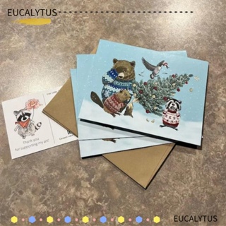 Eutus การ์ดกระดาษ รูปสัตว์น่ารัก ทรงสี่เหลี่ยม DIY สําหรับตกแต่งปาร์ตี้คริสต์มาส