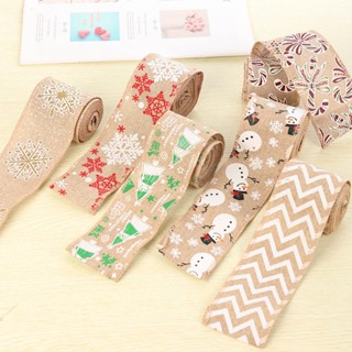 Christmas_ ม้วนริบบิ้นผ้าลินินใส ไม่มีกลิ่น สไตล์มินิมอล สําหรับตกแต่งปาร์ตี้คริสต์มาส 1 ม้วน