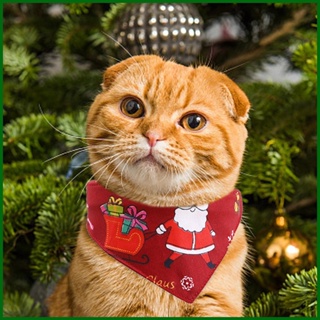 ผ้าพันคอ ผ้าโพกหัว แบบนิ่ม ซักทําความสะอาดได้ ลายคริสต์มาส สําหรับสัตว์เลี้ยง สุนัข แมว