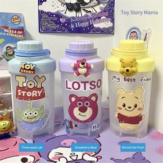 (แถมแปรง) 500ml Disney Cartoon Bottle Toy Story LOTSO Bear Water Cup Plastic Strawberry bear Shake Cup