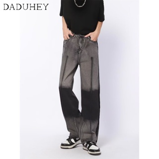 DaDuHey🔥 2023 New Hong Kong Style Retro Fashion Personality Gradient Loose Jeans Mens Hip Hop Ins Trendy High Street Fashionable Handsome Casual Pants