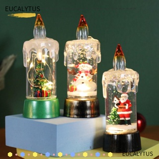 Eutus เทียนพลาสติก LED รูปซานต้าคลอส สโนว์แมน ไร้เปลวไฟ ใช้แบตเตอรี่ 3 สี สําหรับตกแต่งต้นคริสต์มาส