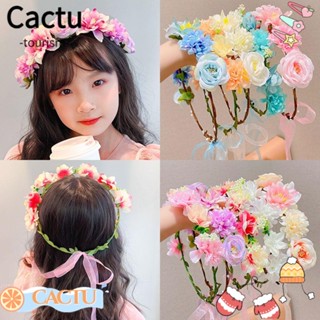 Cactu ที่คาดผมเจ้าสาว เครื่องประดับผม พวงหรีด ที่คาดผม งานแต่งงาน มงกุฏ ดอกไม้ พวงหรีด ที่คาดผม