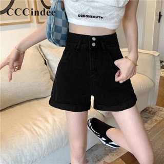 Cccindee ใหม่ กางเกงขาสั้นลําลอง เอวสูง ทรงเอ สีพื้น เข้าได้กับทุกชุด แฟชั่นสําหรับสตรี 2023
