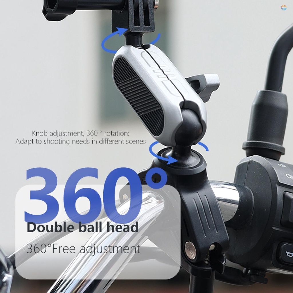 fsth-puluz-pu862-camera-mount-clamp-mount-bicycle-handlebar-adapter-mount-aluminum-alloy-with-dual-360-rotatable-ball-head-with-adapter-phone-clip-compatible-with-sjcam-gop