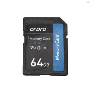 {Fsth} Ordro การ์ดหน่วยความจํา ความเร็วสูง 64GB V30 Class 10 SD 95MB/s สําหรับกล้องวิดีโอดิจิทัล