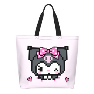 Sanrio Kuromi กระเป๋าสะพายไหล่ กระเป๋าช้อปปิ้ง โพลีเอสเตอร์ แบบพกพา