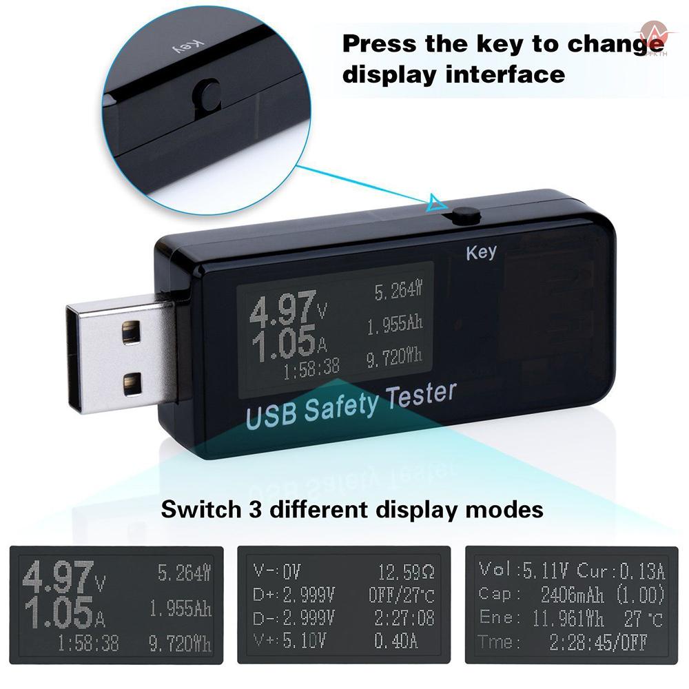 usb-digital-tester-voltage-monitor-dc-5-1a-30v-amp-voltage-meter-test-speed-of-chargers-cables-capacity-of-power-banks-black