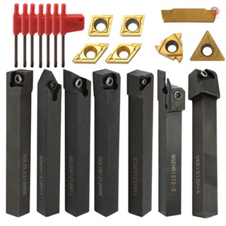 Geevorks Multifunctional Solid Carbide Inserts Holder Boring Bar With Wrenches Lathe Unit 21PCS Set for Efficient Turning Operations