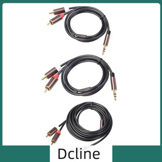 [Dcline.th] สายเคเบิลแจ็ค 3.5 มม. เป็น 2 RCA AUX 1/8 นิ้ว ตัวผู้ เป็น 2RCA ตัวผู้