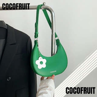 Cocofruit กระเป๋าถือ กระเป๋าสะพายไหล่ หนัง PU ทรงเกี๊ยว มีซิป ขนาดใหญ่ จุของได้เยอะ สีพื้น แฟชั่นสําหรับสตรี