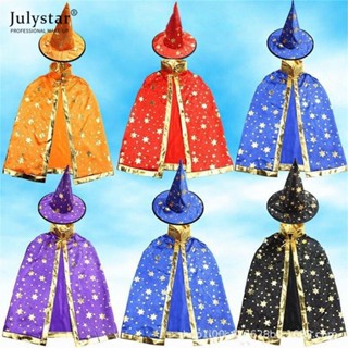 JULYSTAR เด็กหมวกแม่มดฮาโลวีน Cape Make หมวกแม่มดคอสเพลย์เครื่องแต่งกายฮาโลวีนชุดแฟนซีตกแต่ง