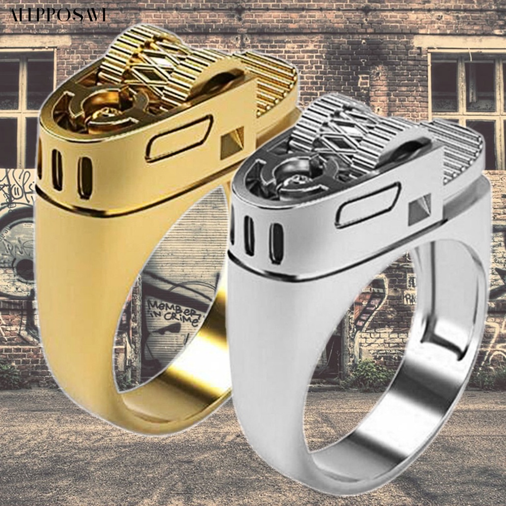 แหวนแฟชั่นผู้ชาย-แหวนโลหะผสม-วงกลม-แวววาว-เครื่องประดับของขวัญ