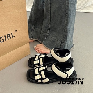 JUSLIN   รองเท้าแตะผู้หญิง ส้นแบน ใส่สบาย สไตล์เกาหลี รองเท้าแฟชั่น 2023 ใหม่  ทันสมัย ทันสมัย รุ่นใหม่ Trendy D22E02J 37Z230910