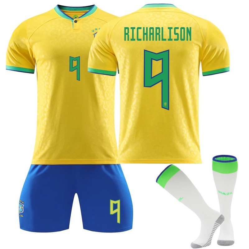 เสื้อกีฬาแขนสั้น-ลายทีมชาติฟุตบอล-brazil-home-nemal-ชุดเหย้า-สําหรับเด็ก-และผู้ใหญ่