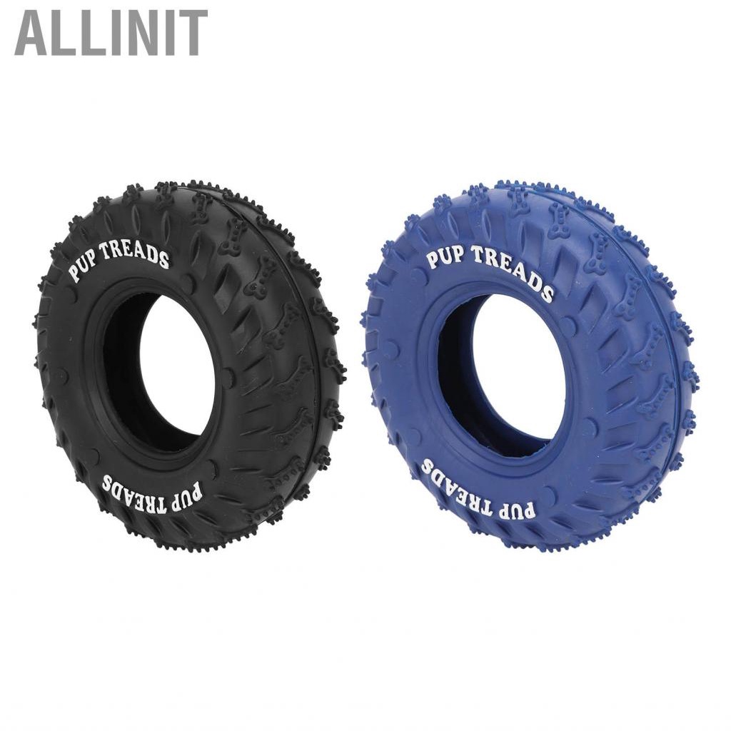 allinit-2pcs-blue-black-rubber-tire-dog-chew-toy-safe-shape-pet-for-medium-large-dogs