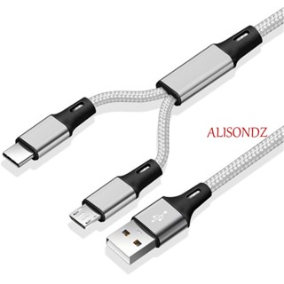 Alisondz สายชาร์จเร็ว แบบพกพา ทนทาน ไนลอนถัก สายชาร์จ Micro USB สายชาร์จ