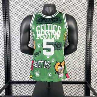 Mn เสื้อกีฬาบาสเก็ตบอล ลายทีม Boston Celtics No.5Garnett สไตล์วินเทจ #33Bird เสื้อเชิ้ต Au Version Hot Press