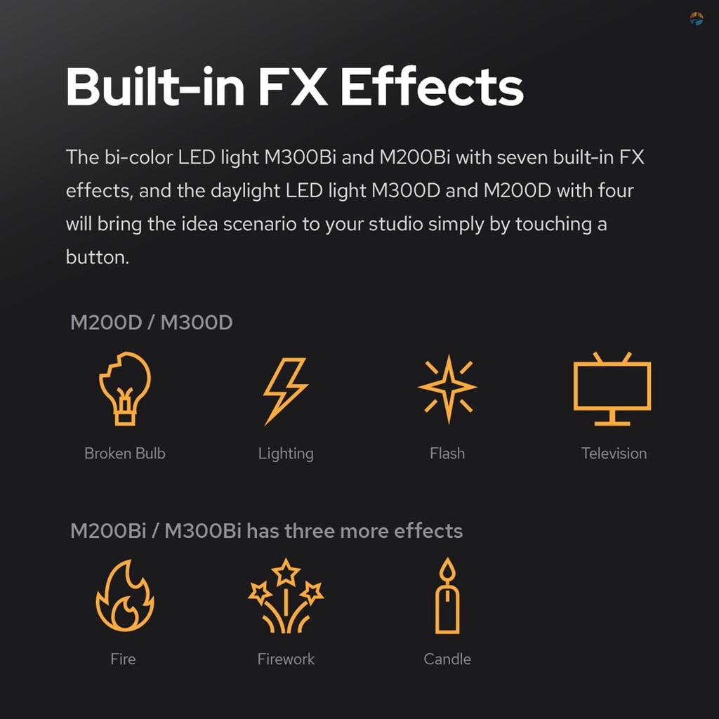 fsth-godox-m300bi-ไฟเติมแสงวิดีโอ-led-330w-2800k-5600k-หรี่แสงได้-21-fx-cri96-tlci97-เมาท์โบเวน-รองรับแอปมือถือ-2-4