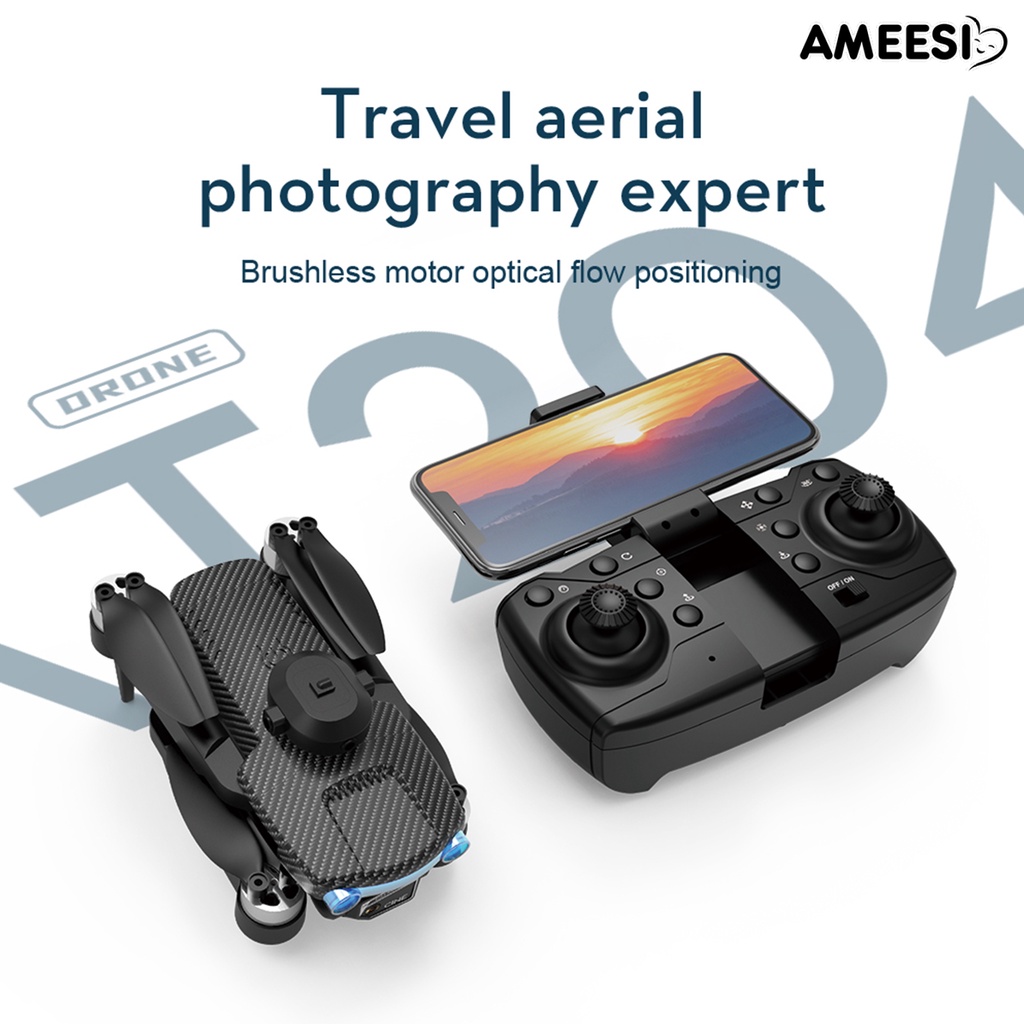 ameesi-โดรนถ่ายภาพทางอากาศ-พร้อมกล้องคู่-4k-กันการรบกวน-หมุนได้-360-องศา-พับได้-รีโมตคอนโทรล