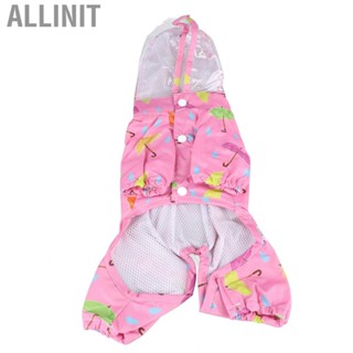 Allinit Pet Reflective Raincoat Legs Covered Cute  Skin Friendly Dog Hooded for Outdoor Rain Jacket