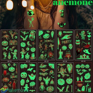 Anemone สติกเกอร์รอยสักชั่วคราว แบบเรืองแสงในที่มืด กันน้ํา สําหรับเด็ก