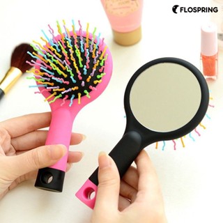 Flospring 2 in 1 แปรงหวีผม ป้องกันไฟฟ้าสถิตย์ สีรุ้ง สําหรับผู้หญิง