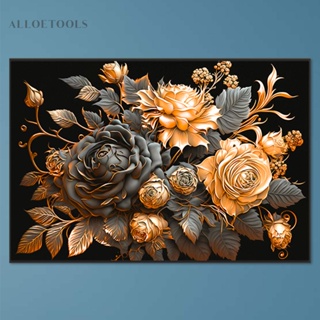 ชุดงานจิตรกรรมเม็ดบีด ทรงเพชรกลม รูปดอกกุหลาบ 5D ขนาด 60x40 ซม. สําหรับตกแต่งบ้าน DIY [alloetools.th]