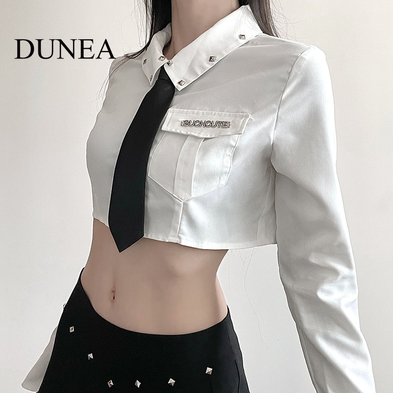 dunea-เสื้อยืดแขนยาว-คอปก-ประดับโบว์-แฟชั่นสําหรับผู้หญิง