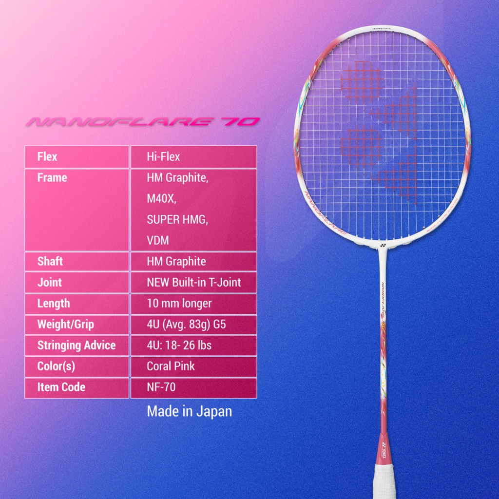 YONEX NANOFLARE 70 ไม้แบดมินตัน ก้านอ่อน | Shopee Thailand