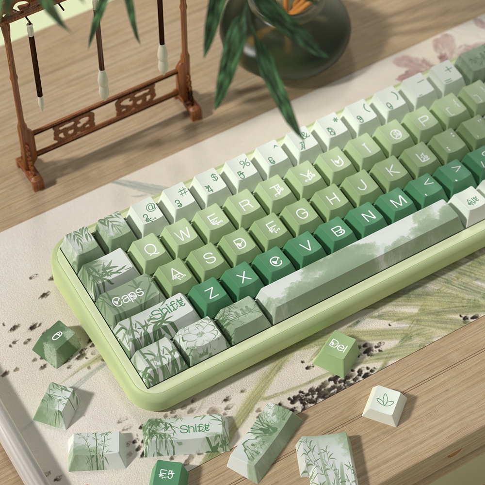Bamboo Forest Ink ป่าไม้ไผ่ Ink Theme Keycaps โปรไฟล์เชอร์รี่หมึกสไตล์ ...