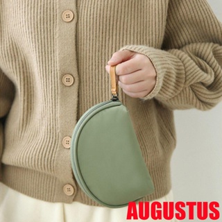 Augustus กระเป๋าเครื่องสําอาง ทรงครึ่งวงกลม มีซิป จุของได้เยอะ สไตล์เกาหลี สําหรับเดินทางกลางแจ้ง