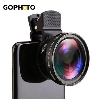 สินค้า GOPHOTO โทรศัพท์มือถือเลนส์ชุด 0.45X เลนส์มุมกว้างและ 12.5X Super Macro HD เลนส์กล้อง Universal สำหรับโทรศัพท์