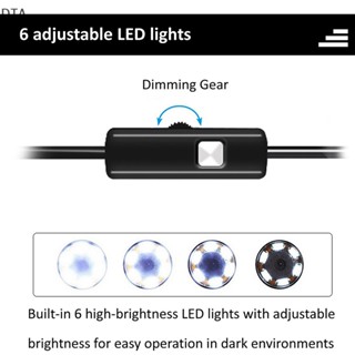 Dta กล้องเอนโดสโคป Led 6 ดวง 7 มม. Type-C DT 5 ม. ขนาดเล็ก กันน้ํา ปรับได้