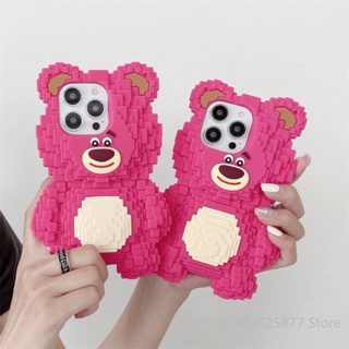 เคสโทรศัพท์มือถือ กันตก ป้องกัน ลายการ์ตูนดิสนีย์ Toy Story Lotso Building Block สําหรับ iPhone 11 12 13 14 Pro Max XS XR 6 6SP SE2 SE3 7 8P