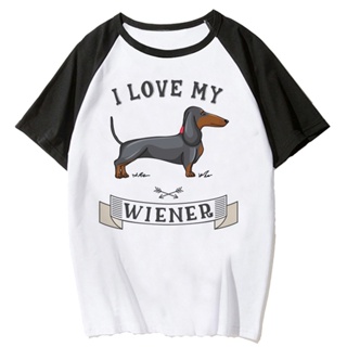 เสื้อยืด พิมพ์ลายมังงะ กราฟฟิค Dachshund สําหรับผู้หญิง