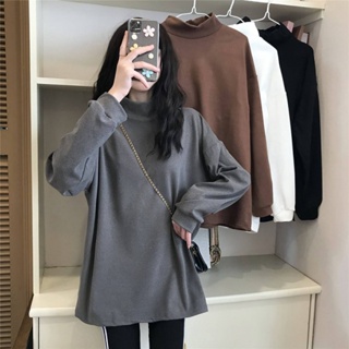 8264# Reversible German velvet sweatshirt Womens autumn and winter new t-shirt loose thickened warm long-sleeved top