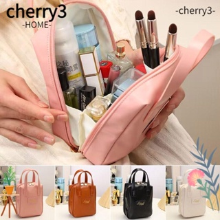 Cherry3 กระเป๋าเครื่องสําอาง PVC ความจุขนาดใหญ่ สีพื้น สําหรับเดินทาง