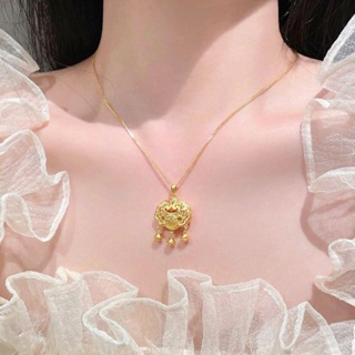 Fu Zi gold lock simulation does not fade safe lock necklace light extravagance minority high-grade clavicle chain female mothers birthday present