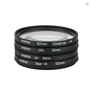 {Fsth} Andoer 52mm UV+CPL+Close-Up+4 +Star 8-Point Filter Circular Filter Kit Circular Polarizer Filter Macro Close-Up Star 8-Point Filter with Bag for  Canon Pentax  DSLR