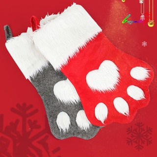 【AG】ถุงเท้าแขวน ลายอุ้งเท้าสุนัข ของขวัญคริสต์มาส สําหรับตกแต่งบ้าน
